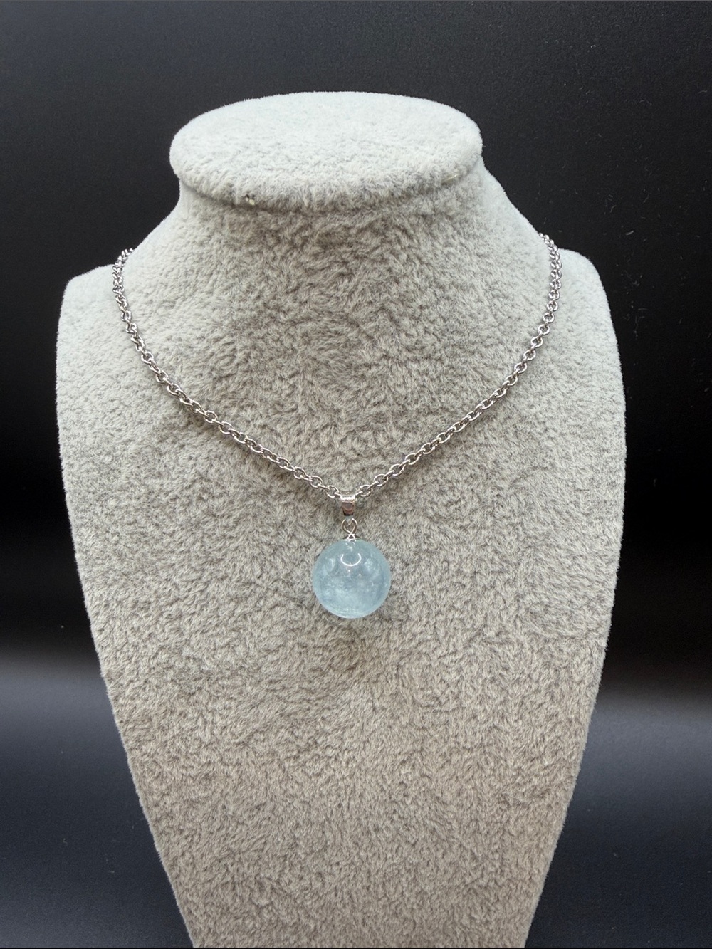 Silvertone Aquamarine Necklace